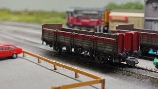 Class 08 shunting some VGA wagons out from the repair depot.