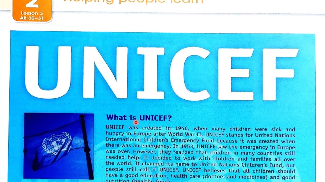 صفحة 20 و 21 انكليزي رابع اعدادي قطعة اليونيسيف