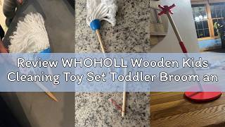 Review WHOHOLL Wooden Kids Cleaning Toy Set Toddler Broom and Dustpan Set for Housekeeping 9 Pcs Bro