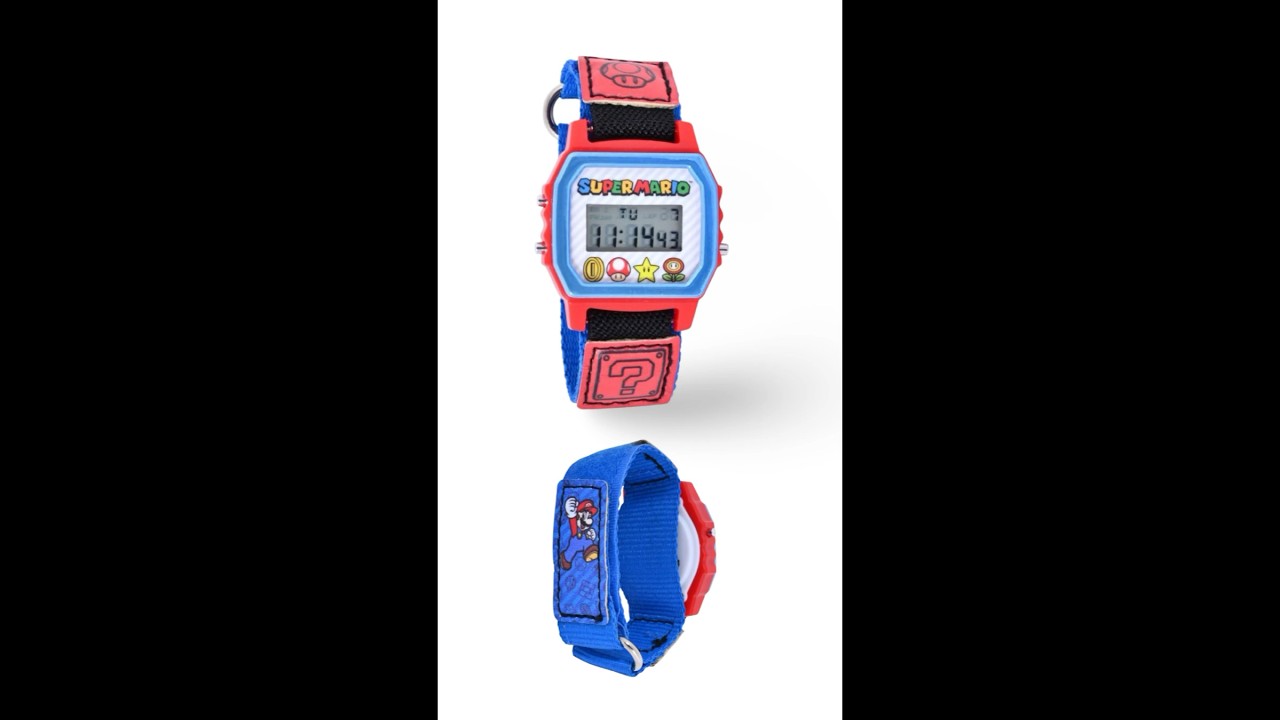 Reloj Super Mario con pantalla digital e iluminación y pulsera de velcro: REKID-014