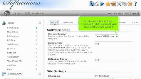 How to install Serendipity from Softaculous