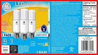 GE Bright Stik LED Light Bulbs, 9 Watt (60 Watt Equivalent) Soft White, Medium Base (3 Pack) screenshot 4