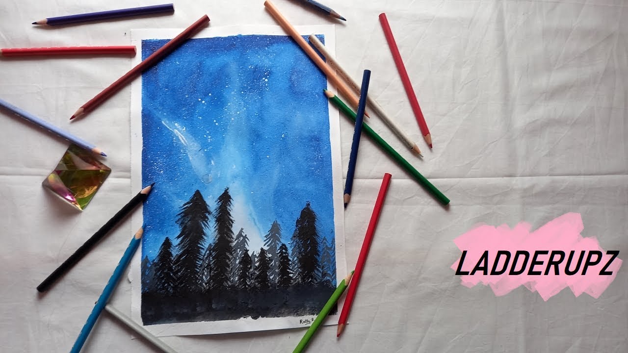 HOW TO DRAW STARRY NIGHT SKY || WATER COLOUR - YouTube