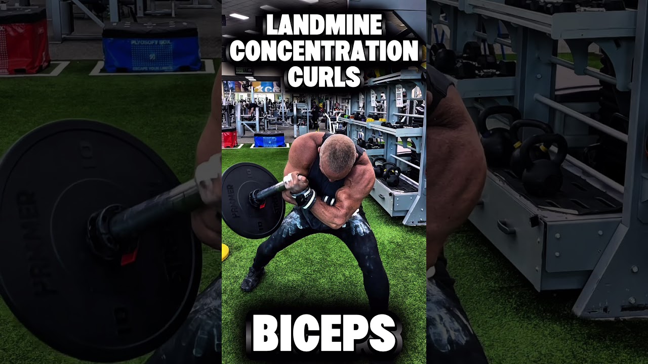 LANDMINE CONCENTRATION CURLS FOR BICEP ISOLATION #biceps #workout #motivation #workouttips