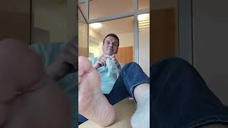 Smell my sweaty socks and feet and lick them. Riech meine verschwitzten Socken und Füße und leck sie