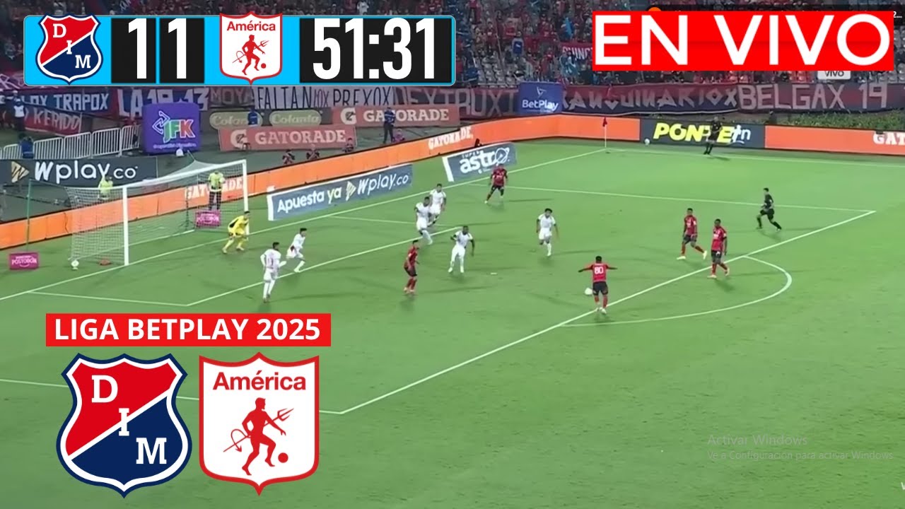 MEDELLIN VS AMERICA En Vivo Hoy 🔴 Cuadrangulares Liga Betplay 2025 ...