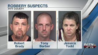 Three charged after man robbed at knifepoint, assaulted in Pitt County