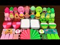 PINK vs GREEN ! Mixing Random Things into Glossy Slime ! Satisfying Slime Video #166