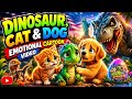 🦖 Baby Dinosaur Finds New Friends! Cat & Dog Emotional Story | Child Cartoon Animation Dino Paws Tv