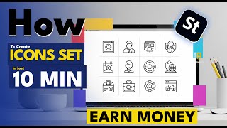 Create Flat Line-Art Icon Sets in Just 10 Minutes | Fast Vector Design Tutorial  | Earn Money Online