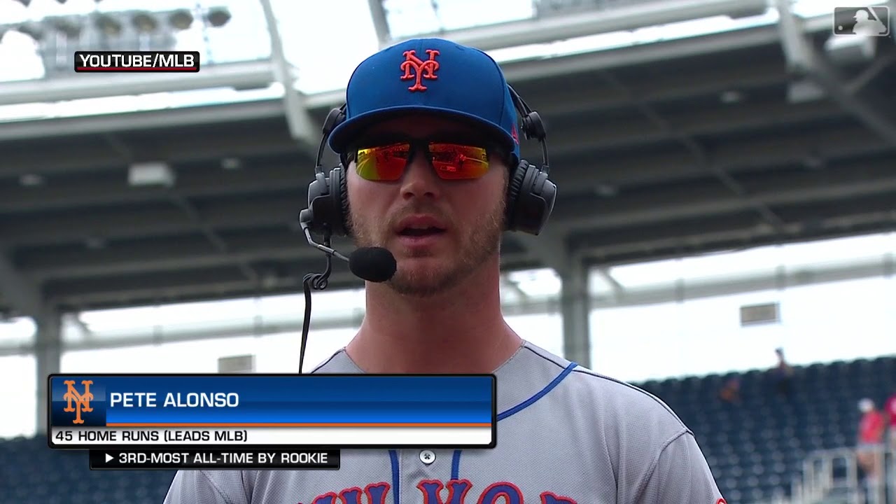 video to gif Pete Alonso Reacts to Mets Win and 45th HR