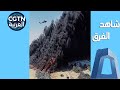 احتراق أكبر مكب للإطارات في العالم في الكويت ما تسبب في تصاعد عمود من الدخان الأسود في مكان الحادث