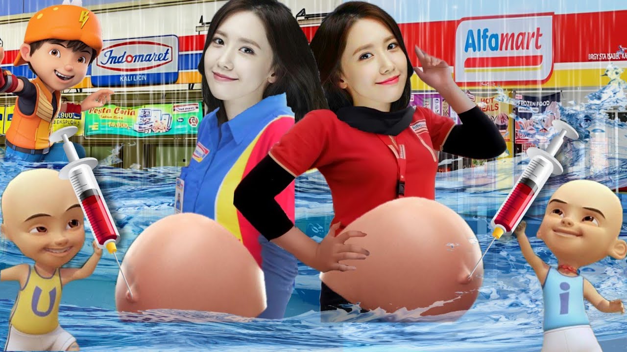 KASIR INDOMARET & KASIR ALFAMART DI SUNTIK HAMIL UPIN IPIN SAAT BANJIR BESAR? BOBOIBOY KAGET!