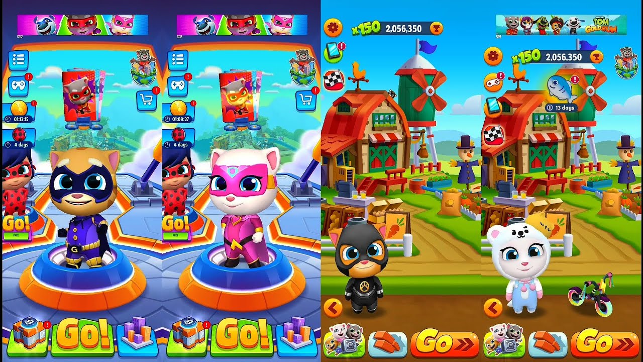 ⚡ Talking Tom Hero Dash vs Gold Run! Ginger & Angela Epic Runner Battle 🏃‍♀️💥