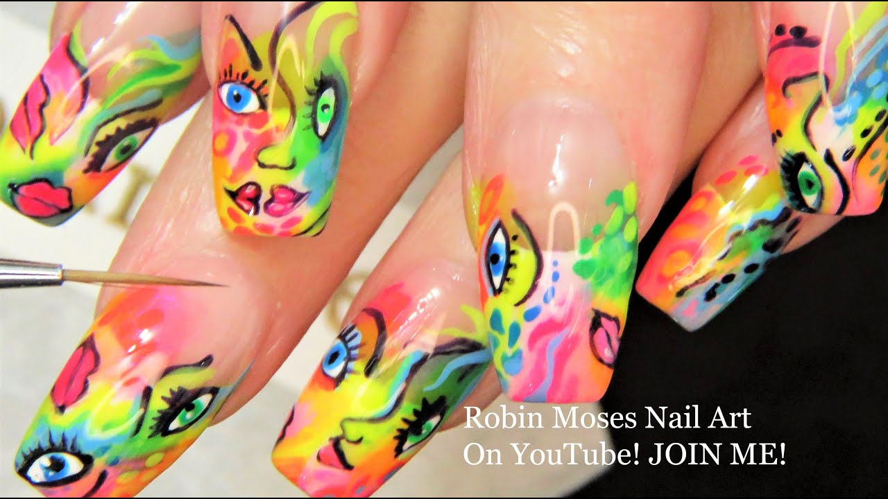 Picasso Jelly Nails | Neon Jellies Nail Art Design Tutorial - YouTube