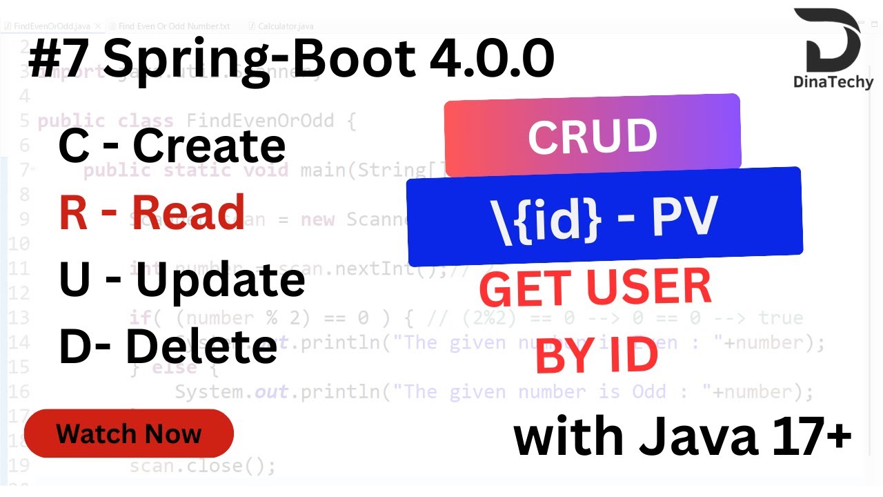 Spring Boot 4 : REST API - Fetch User By ID | How to Implement | GET ...