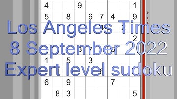 Sudoku solution – Los Angeles Times sudoku 8 September 2022 Expert level