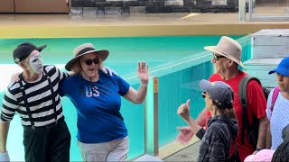 Let's hear it for Lynn the mime - or should we say, 'let's not hear it' | Seaworld Florida