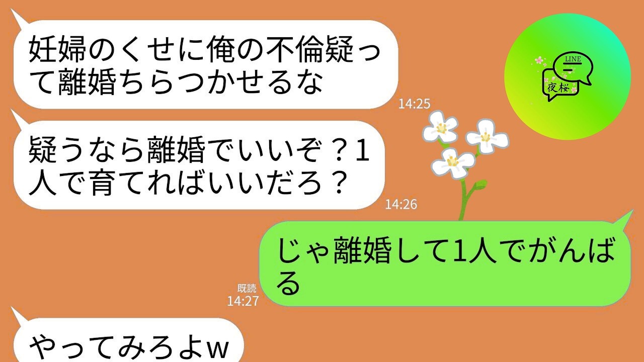【LINE】妊娠8ヶ月の私が夫の不倫を問い詰めると逆ギレされた…夫「疑うなら離婚だ！一人で育てれば？w」私「わかった…」→離婚から半年、元夫が真実を知って絶望することにwww