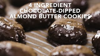 4-Ingredient Easy Chocolate-dipped Almond Butter Cookie Recipe