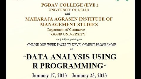 ONLINE ONE-WEEK FACULTY DEVELOPMENT PROGRAMME on “DATA ANALYSIS USINGR PROGRAMMING” Valedictory