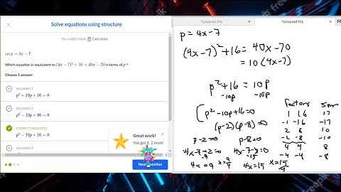 Khan Academy Algebra Solve equations using structure