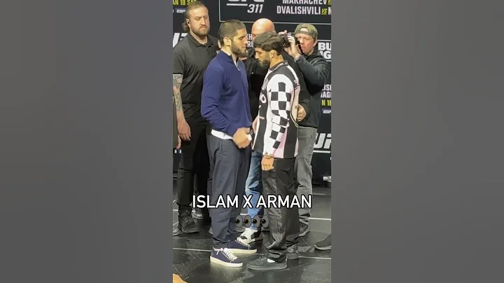 Islam Makhachev vs Arman Tsarukyan face off at #UFC311 press conference | MMA FIghting