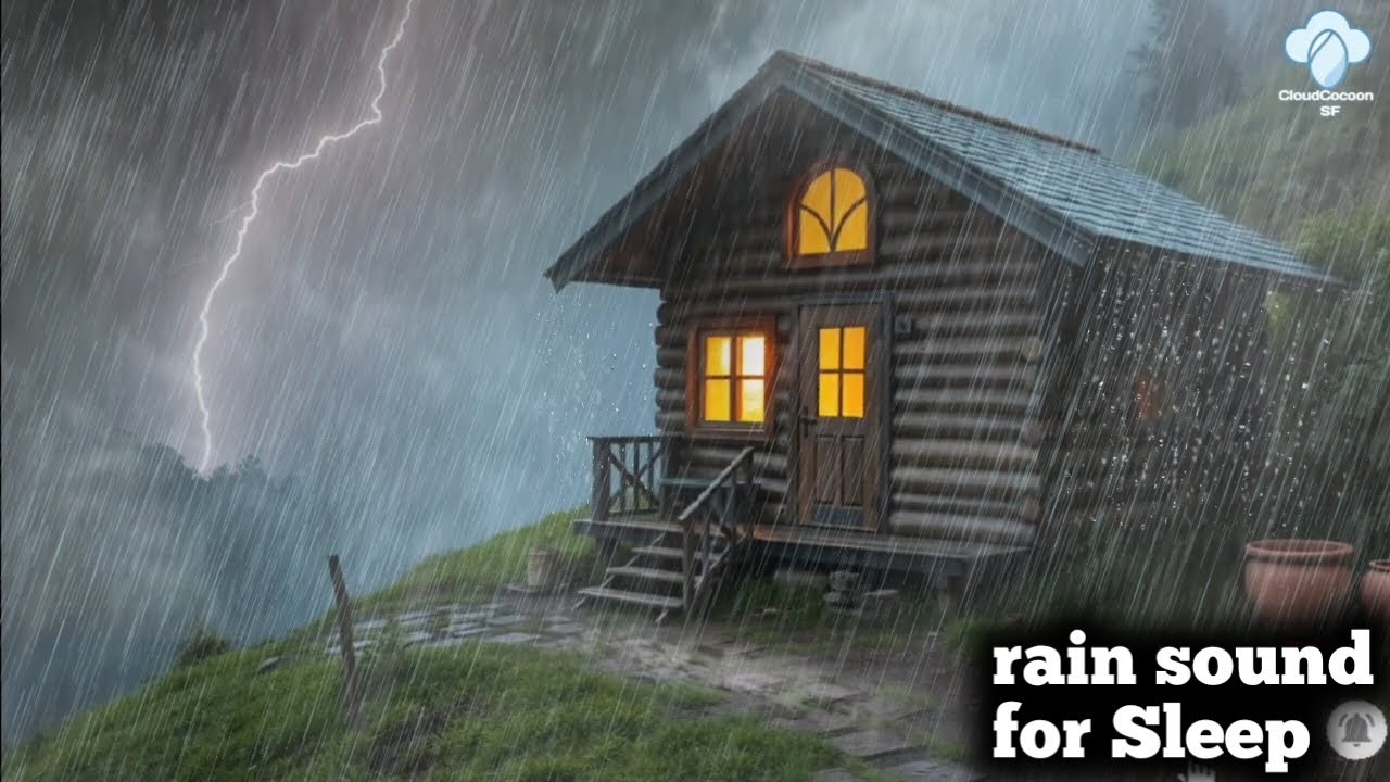 Heavy Rain and Thunder Sounds on Wooden Cabin | Relaxing Rain Sound for ...