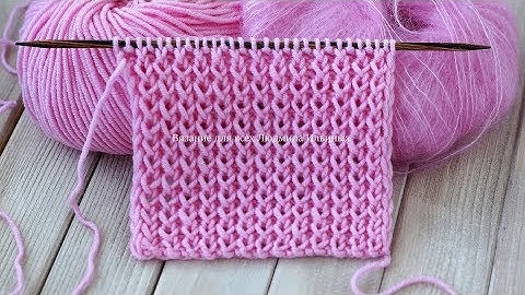 Воздушный узор спицами Ячейки на основе резинки 1 на 1