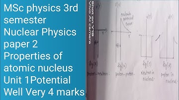 Potential Well|MSc physics 3rd semester paper 2||Nuclear Physics unit1||Properties of atomic nucleus