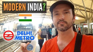 $0.20 DELHI METRO Ride 🇮🇳 LONGEST in INDIA!