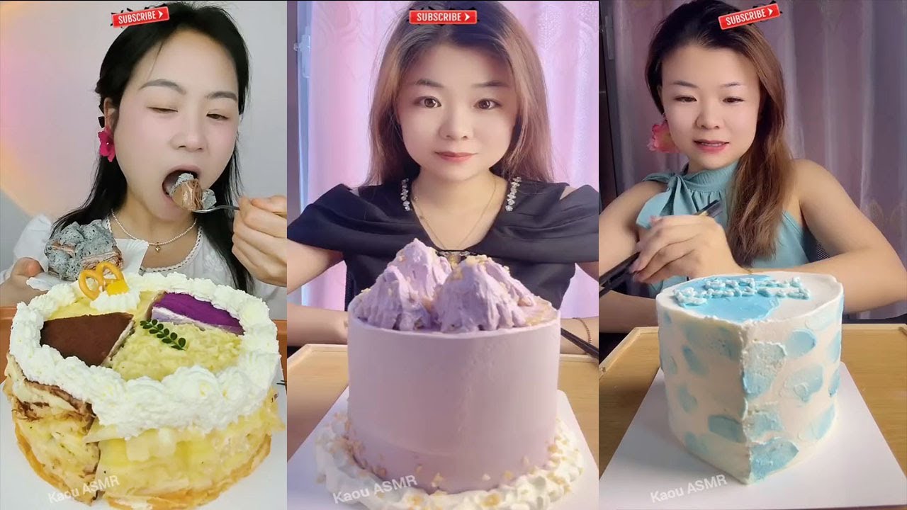 Asmr Chinese Dessert Show, Crepe Cake, Lava Cake || Eating Sounds