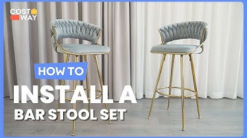 How to Install the 29 Inch Velvet Bar Stool Set of 2 with Backrest | JV11440GR-2 #costway #howto