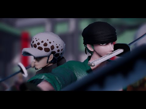 【MMDワンピ】ゾロとローで銀魂紅桜編ごっこ【共闘モーション配布】