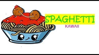 How to Draw Spaghetti and Meatballs step by step Easy. Kawaii cute