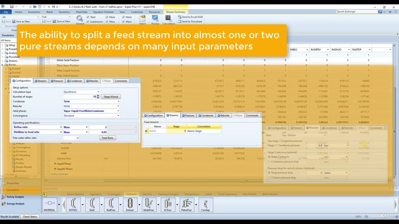 RadFrac distillation column