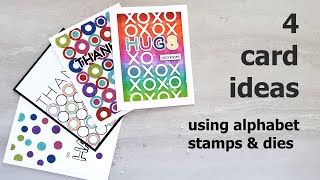 4 Cards Using Birch Press Design Mod Alphabet Stamps and Dies