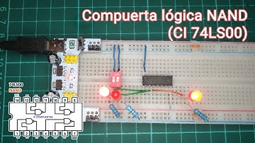 Compuerta lógica NAND en protoboard (CI 74LS00)