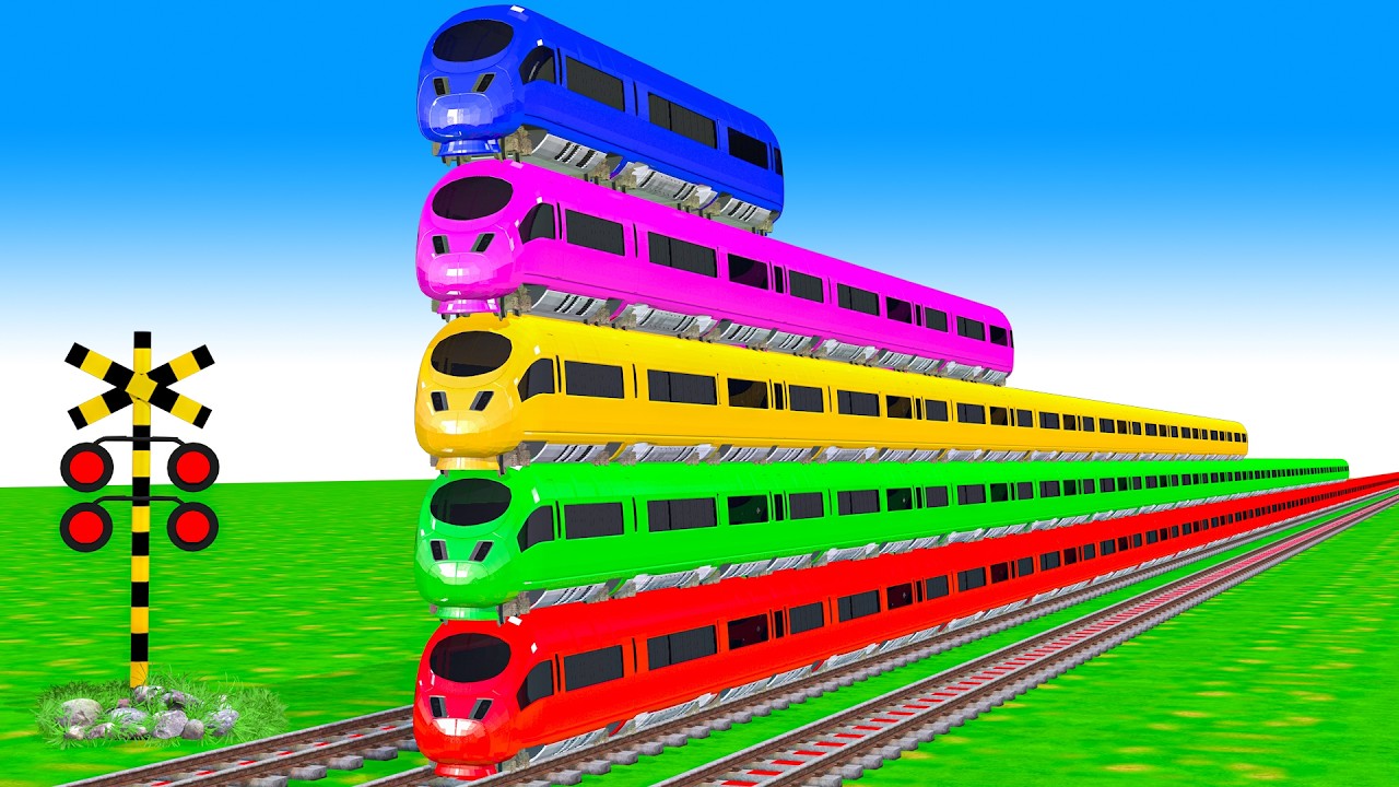 踏切アニメ】複雑な電車 5 Trains Climbing Pynamid 2026 🚦 Fumikiri