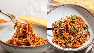 One Pot Vegetarian Spaghetti | ready in under 30 minutes