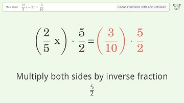 Solve 12/5x-2x=3/10: Linear Equation Video Solution | Tiger Algebra