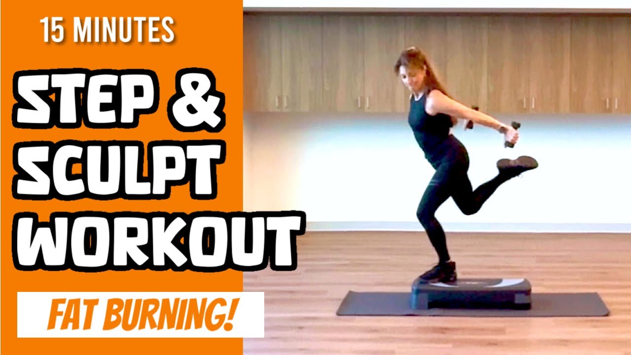 15 MIN STEP & SCULPT WORKOUT | Fat Burning Cardio + Upper Body Toning 🔥| 14 Fun Intervals 😅
