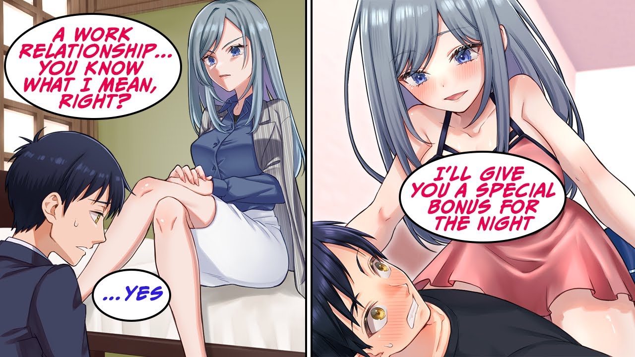 [Manga Dub] An incompetent man shares a room with a beautiful woman on a business trip [RomCom]