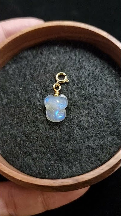 Liontin Batu Labradorite Moonstone Charming Fox Stone HQ 12-16mm B154