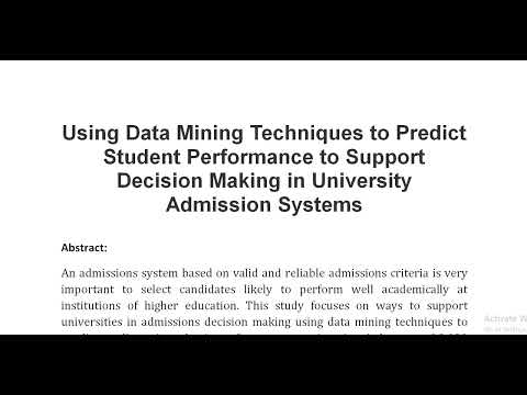 Using Data Mining Techniques to Predict Student Performance to Support Decision Making in University