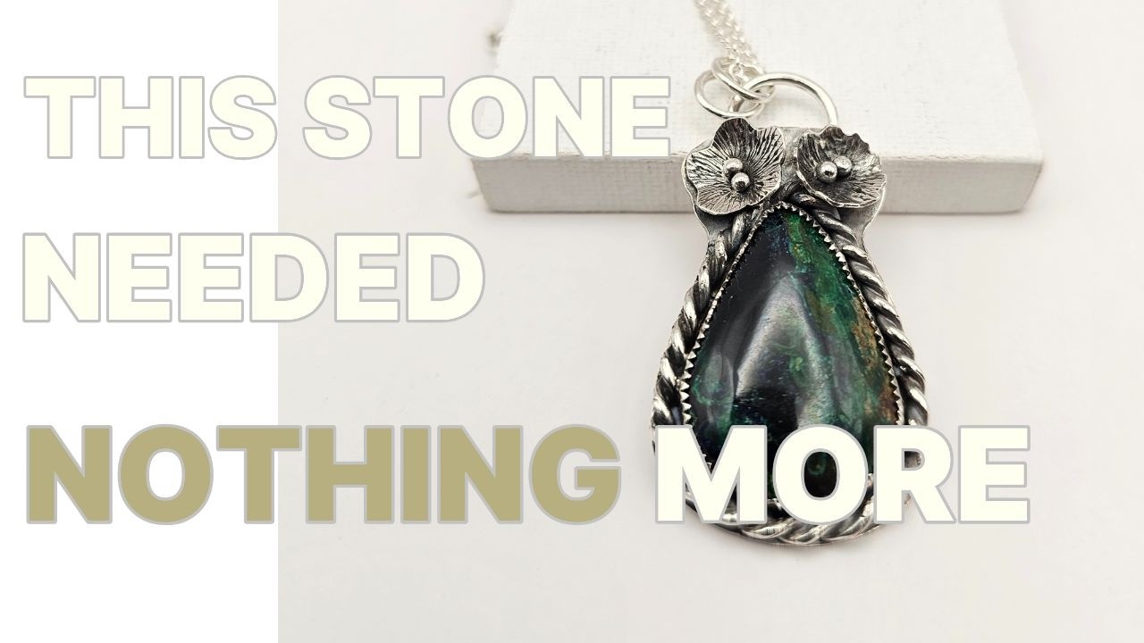 Natural Azurite Malachite Sterling Silver Floral Pendant Necklace – Handcrafted Botanical Jewelry