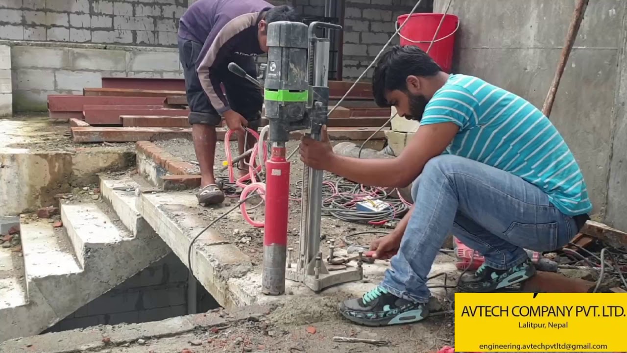 Drilling Holes Into a Concrete Slab By Diamond Core