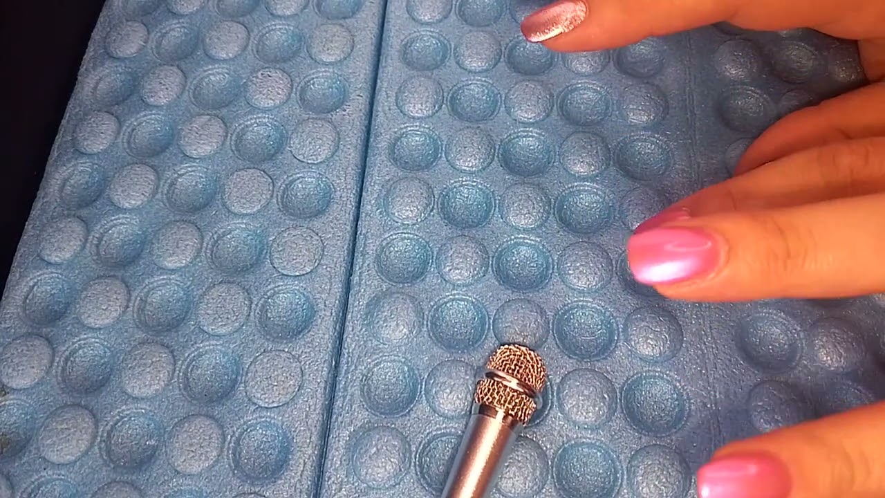💙✨ Blue Layered Foam Mat ASMR with Short Pink Nails 🎧 | Soft Scratching & Tingly Writing Sounds 🖊️💅