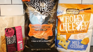 La Tortilla Factory Churro Crisps, Buck Wild Ranchero Cheddar & Snyder’s of Hanover Wholey Cheese