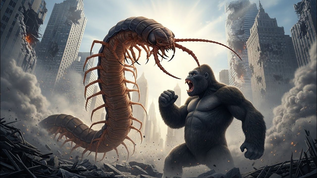 King Kong vs Giant Centipede   | Epic Monster Battle | Final  Battle for city Movie